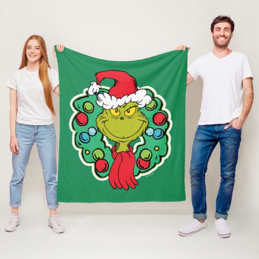 Grinch | Kerst Krans Fleece Deken (In situ)