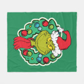 Grinch | Kerst Krans Fleece Deken (Voorkant (Horizontaal))