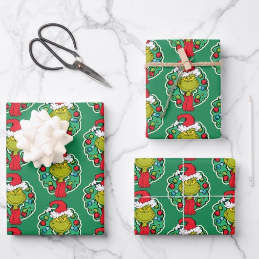 Grinch | Kerst Krans Inpakpapier Vel (Voorkant)