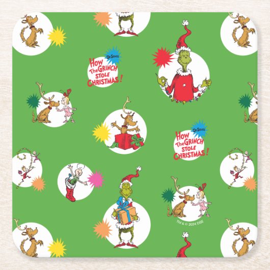 Grinch | Kerst Stippenpatroon Kartonnen Onderzetters (Voorkant)