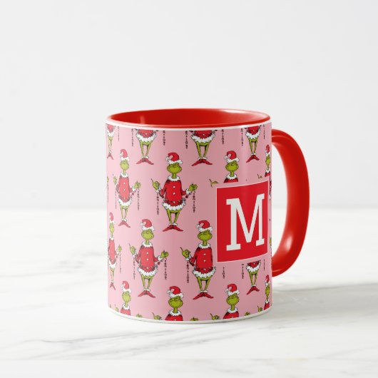  Grinch Kerst | Uw monogram toevoegen Mok (Voorkant rechts)