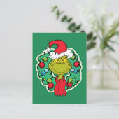 Grinch | Kerstfeest Krans Briefkaart (Staand voorkant)