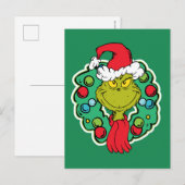Grinch | Kerstfeest Krans Briefkaart (Voorkant / Achterkant)