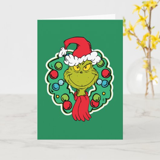 Grinch | Kerstfeest Krans Kaart (Gele Bloem)