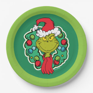 Grinch   Kerstfeest Krans Papieren Bordje