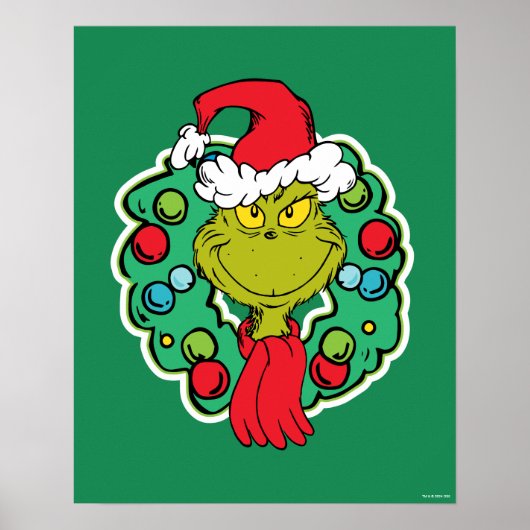 Grinch | Kerstfeest Krans Poster (Voorkant)