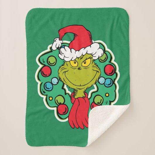 Grinch | Kerstfeest Krans Sherpa Deken (Voorkant)