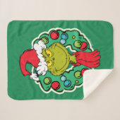 Grinch | Kerstfeest Krans Sherpa Deken (Voorkant (horizontaal))
