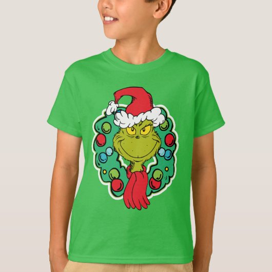 Grinch | Kerstfeest Krans T-shirt (Voorkant)
