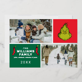 Grinch Kerstmis Familie Fotocollage Folie Feestdagenkaart