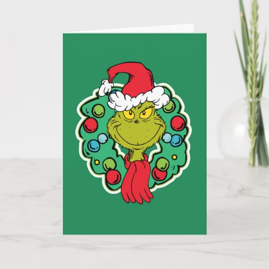 Grinch | Kerstmis Krans Kaart (Voorkant)