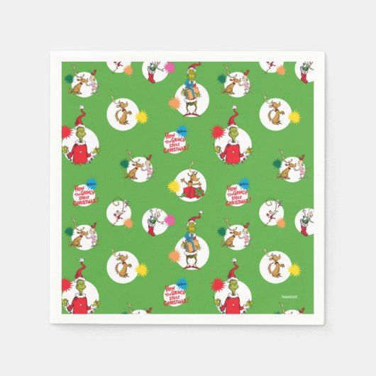 Grinch | Kerststippenpatroon Servet (Voorkant)