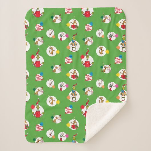 Grinch | Kerststippenpatroon Sherpa Deken (Voorkant)