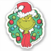 Grinch | Kerstvakantiekrans Sticker (Voorkant)
