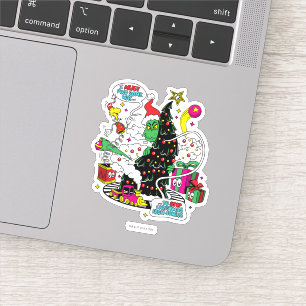 Grinch Kleurrijke Kerst Grafiek Sticker