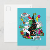 Grinch Kleurrijke Kerstmis Grafisch Briefkaart (Voorkant / Achterkant)