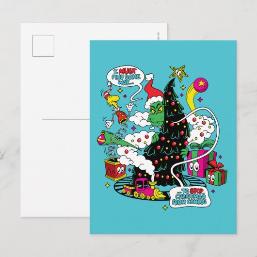 Grinch Kleurrijke Kerstmis Grafisch Briefkaart (Voorkant / Achterkant)