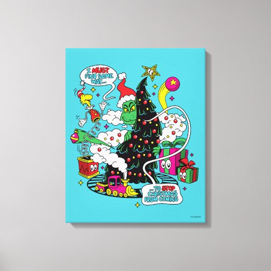 Grinch Kleurrijke Kerstmis Grafisch Canvas Afdruk (Voorkant)