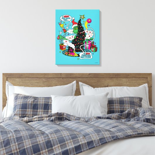 Grinch Kleurrijke Kerstmis Grafisch Canvas Afdruk (Insitu (Slaapkamer))