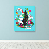 Grinch Kleurrijke Kerstmis Grafisch Canvas Afdruk (Insitu (Houten vloer))