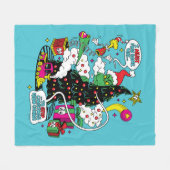 Grinch Kleurrijke Kerstmis Grafisch Fleece Deken (Voorkant (Horizontaal))