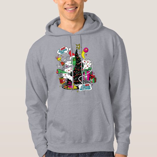Grinch Kleurrijke Kerstmis Grafisch Hoodie (Voorkant)