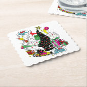Grinch Kleurrijke Kerstmis Grafisch Kartonnen Onderzetters (Gebogen)