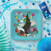 Grinch Kleurrijke Kerstmis Grafisch Papieren Bordje (Feest)