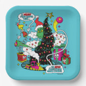 Grinch Kleurrijke Kerstmis Grafisch Papieren Bordje (Voorkant)