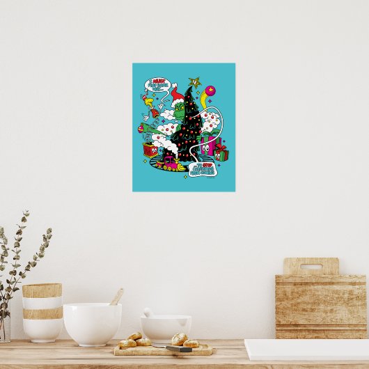 Grinch Kleurrijke Kerstmis Grafisch Poster (Keuken)