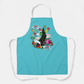 Grinch Kleurrijke Kerstmis Grafisch Schort (Voorkant)