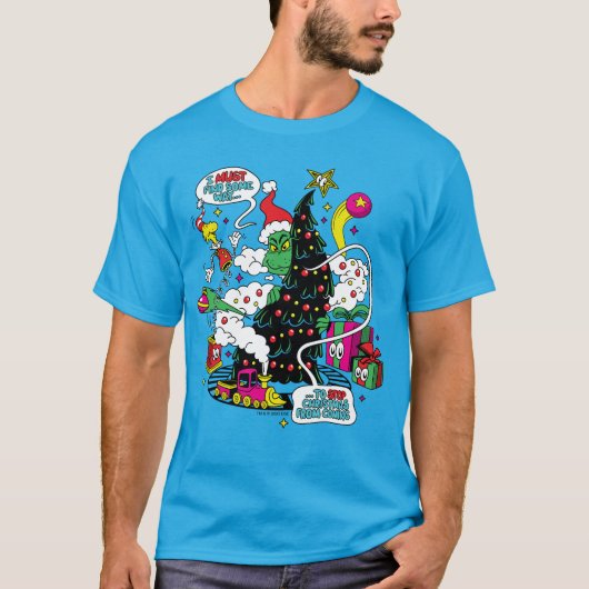Grinch Kleurrijke Kerstmis Grafisch T-shirt (Voorkant)