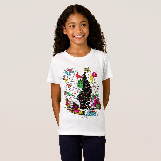 Grinch Kleurrijke Kerstmis Grafisch T-shirt (Voorkant volledig)