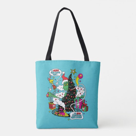 Grinch Kleurrijke Kerstmis Grafisch Tote Bag (Achterkant)