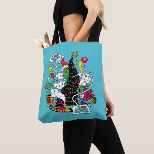Grinch Kleurrijke Kerstmis Grafisch Tote Bag (Dichtbij)