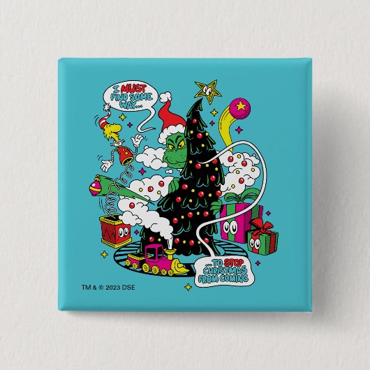 Grinch Kleurrijke Kerstmis Grafisch Vierkante Button 5,1 Cm (Voorkant)