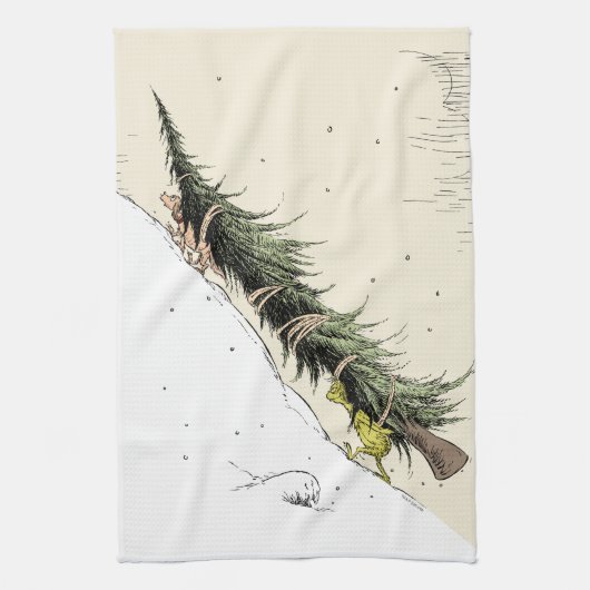 Grinch & Max brengen de kerstboom terug Theedoek (Verticaal)