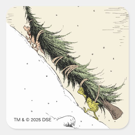 Grinch & Max brengen de Kerstboom terug Vierkante Sticker (Voorkant)