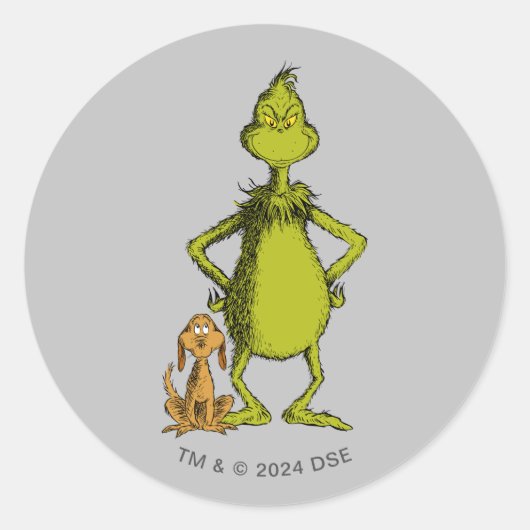 Grinch | Max & Grinch Houding Ronde Sticker (Voorkant)