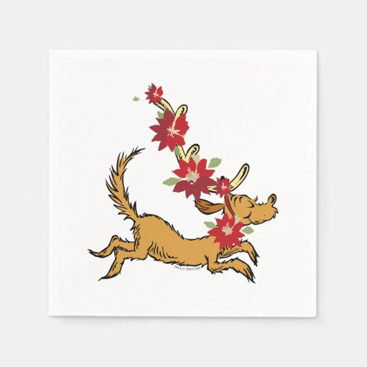 Grinch | Max Kerst Poinsettia Servet (Voorkant)