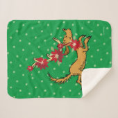 Grinch | Max Kerst Poinsettia Sherpa Deken (Voorkant (horizontaal))