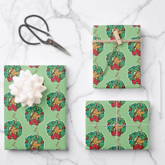 Grinch | Max Kerstkrans Inpakpapier Vel (Voorkant)