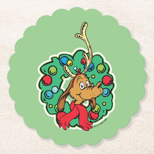 Grinch | Max Kerstkrans Kartonnen Onderzetters (Voorkant)