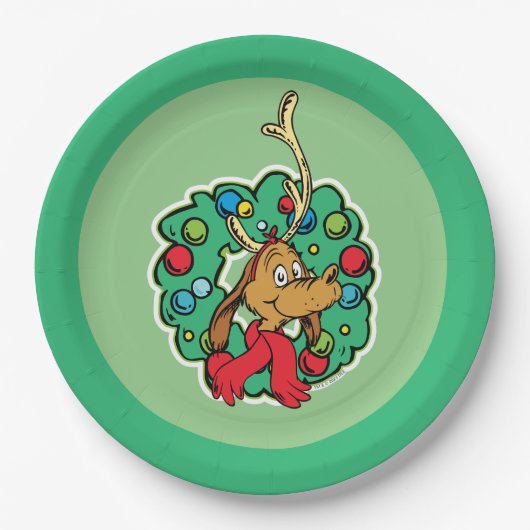 Grinch | Max Kerstkrans Papieren Bordje (Voorkant)