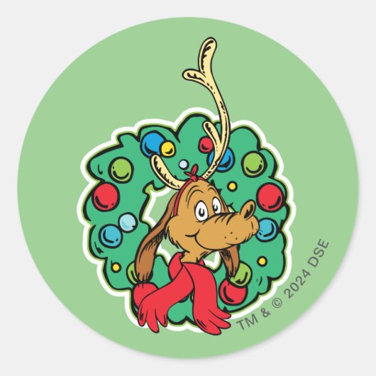 Grinch | Max Kerstkrans Ronde Sticker (Voorkant)
