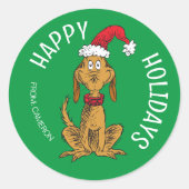 Grinch | Max Kerstman | Kerstcadeau Tag Ronde Sticker (Voorkant)