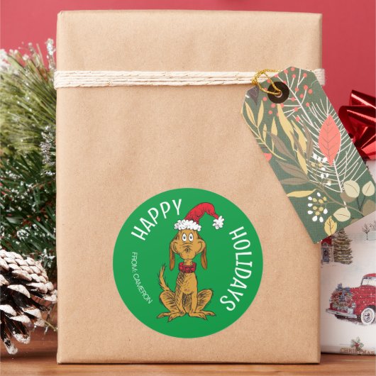 Grinch | Max Kerstman | Kerstcadeau Tag Ronde Sticker (Feestdagen)