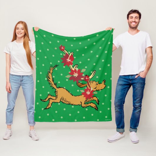 Grinch | Max Kerstster Poinsettia Fleece Deken (In situ)