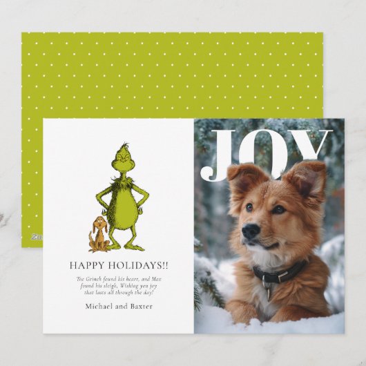 Grinch & Max Personalized Photo Holiday Card Feestdagenkaart (Voorkant / Achterkant)