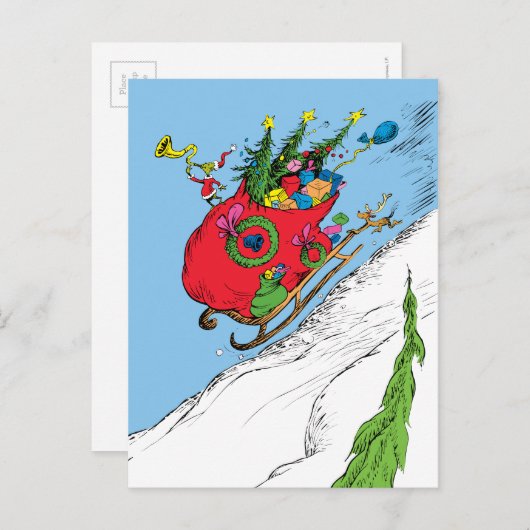 Grinch & Max Runaway Sleigh Briefkaart (Voorkant / Achterkant)